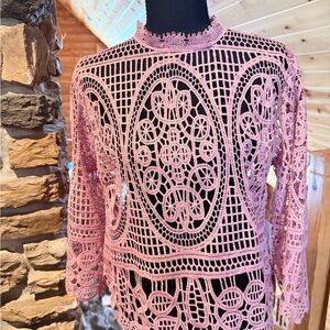 Chic Lace Blouse in Soft Pink/ mauve